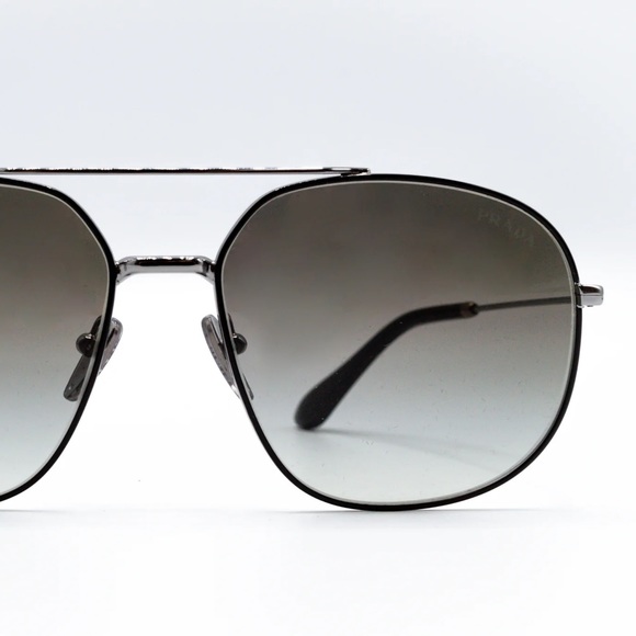 PRADA SHINY BLACK/SMOKE GRADIENT UNISEX SUNGLASSES SPR 51Y - Picture 6 of 6
